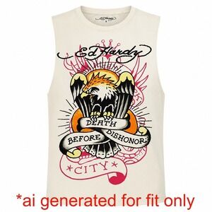 Ed‎ Hardy Death Before Dishonor Eagle Muscle Tank Men S Ivory NWT